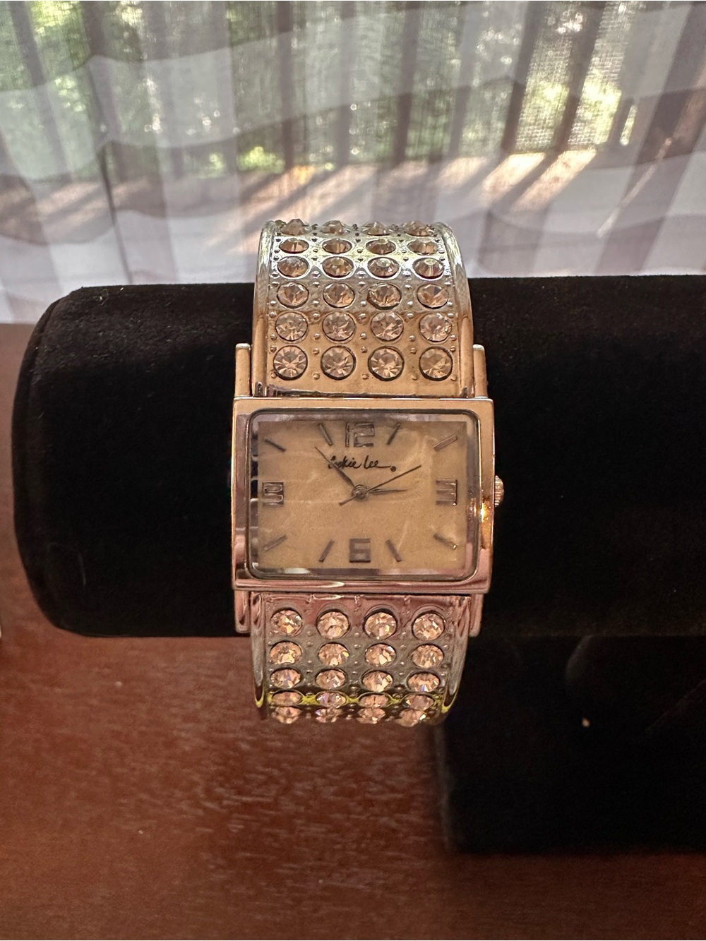 Cookie Lee Ladies Silver Crystal-Embellished Bracelet Watch